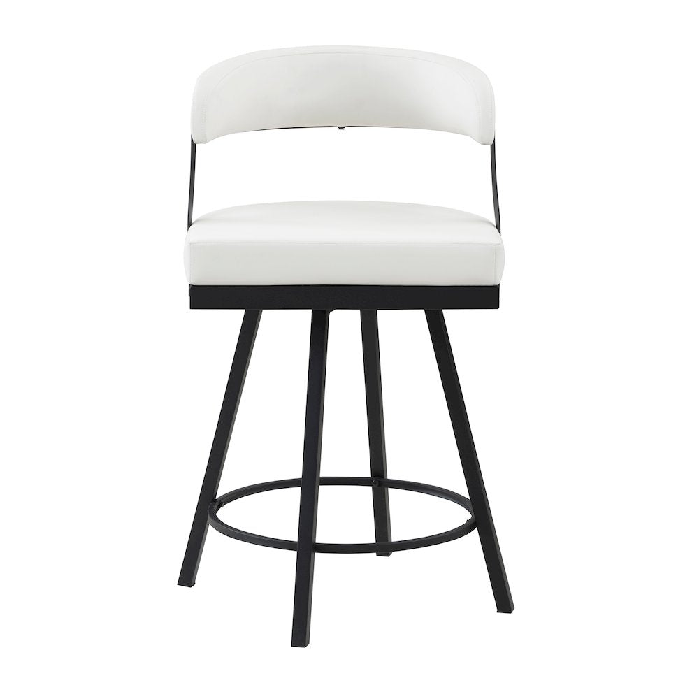 Crowley Faux leather Swivel Counter Height Chair in White