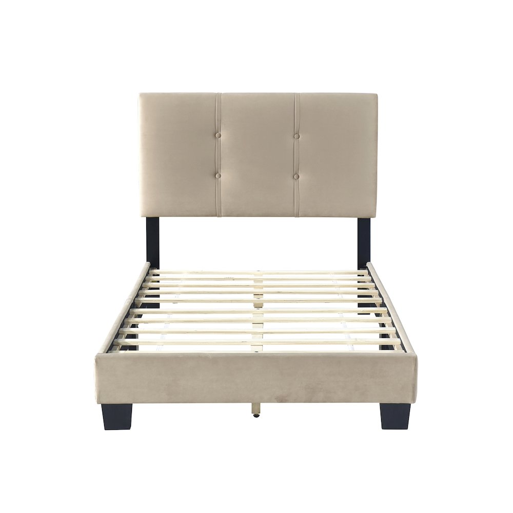 Newberry Velvet Twin Platform Bed in Light Brown