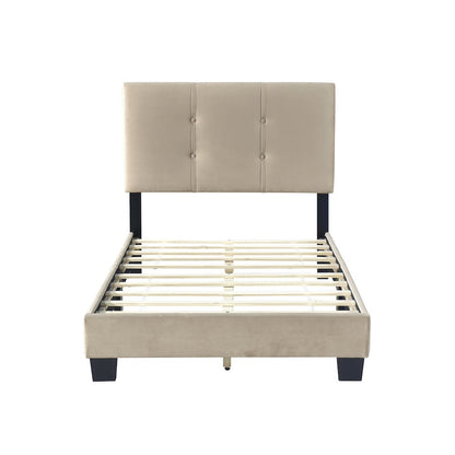 Newberry Velvet Twin Platform Bed in Light Brown