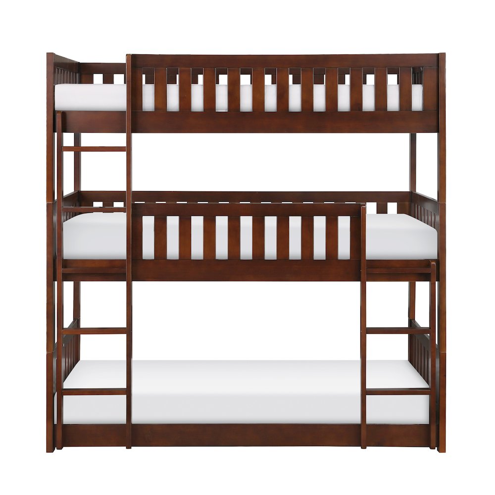 Rowe Pine Triple Bunk Bed in Dark Cherry