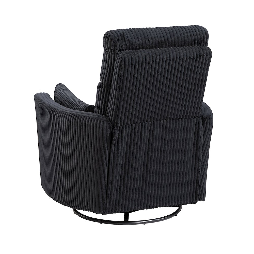 Traverse Corduroy Swivel Glider Reclining Chair in Black