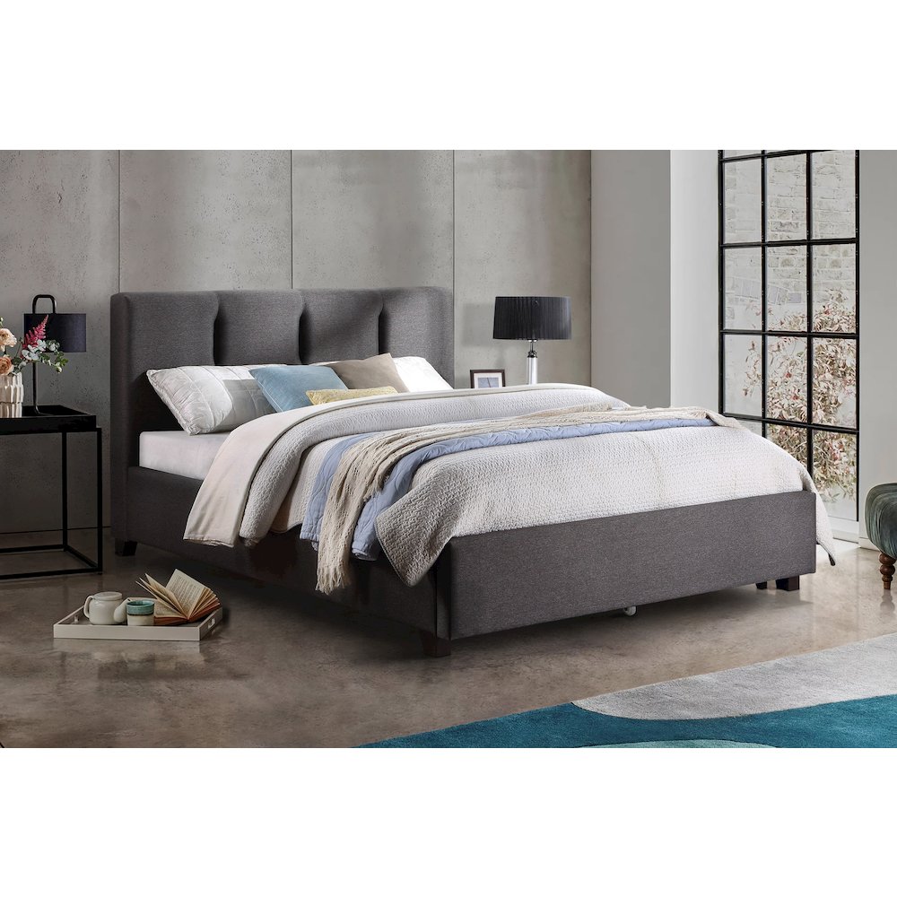 Aitana Textured California King Platform Bed in Graphite