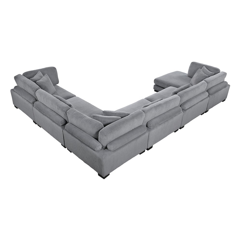 Traverse Corduroy 6-Piece Modular Sectional with chaise in Gray