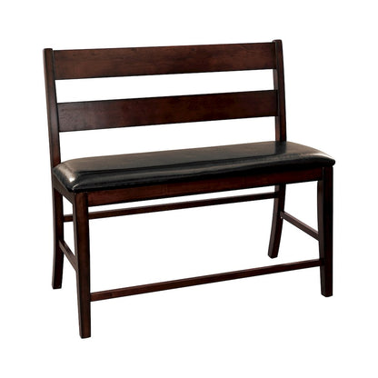 Mantello Wood Counter Height Dining Bench with Back  in Dark brown