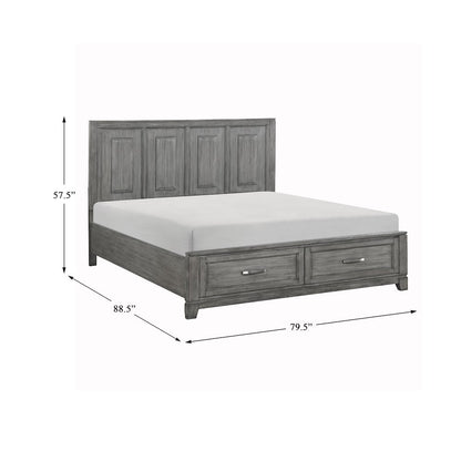 Garretson Acacia CK Platform Bed with Footboard Storage in Gray