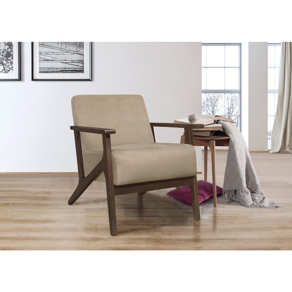 Lexicon August Velvet Fabric Accent Chair in Light Brown