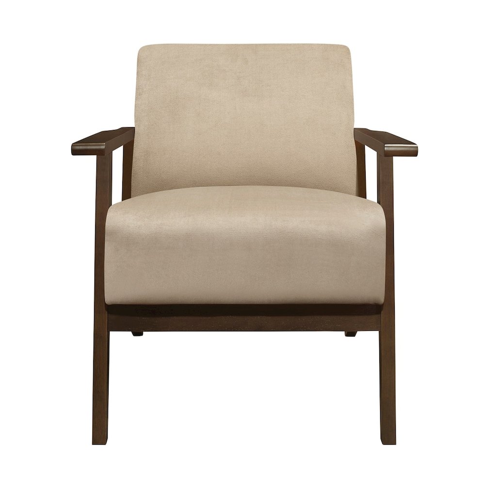 Lexicon August Velvet Fabric Accent Chair in Light Brown