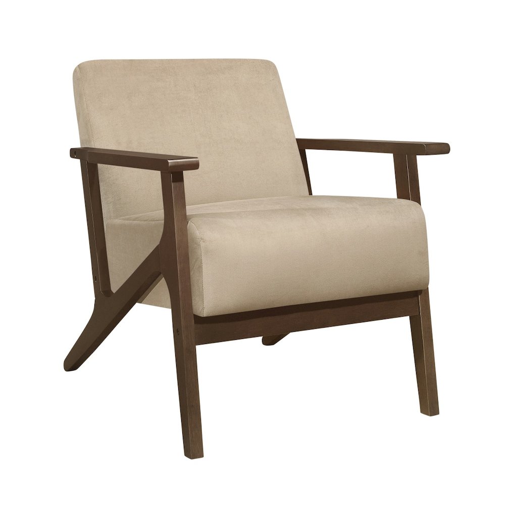 Lexicon August Velvet Fabric Accent Chair in Light Brown