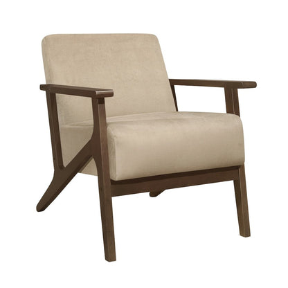 Lexicon August Velvet Fabric Accent Chair in Light Brown