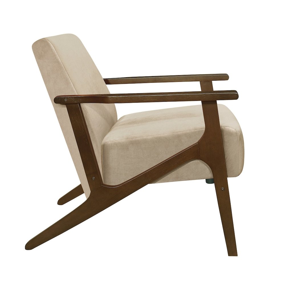 Lexicon August Velvet Fabric Accent Chair in Light Brown
