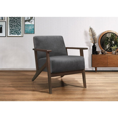 Lexicon August Velvet Fabric Accent Chair in Dark Gray
