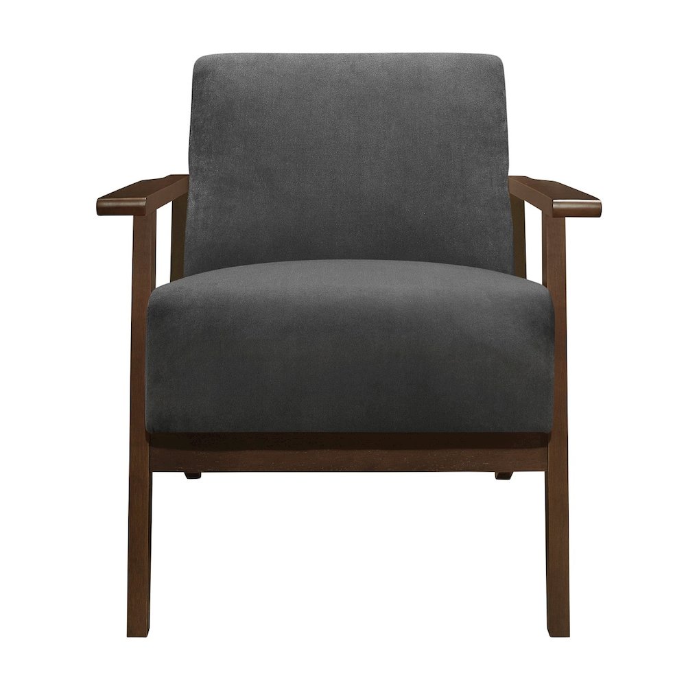 Lexicon August Velvet Fabric Accent Chair in Dark Gray
