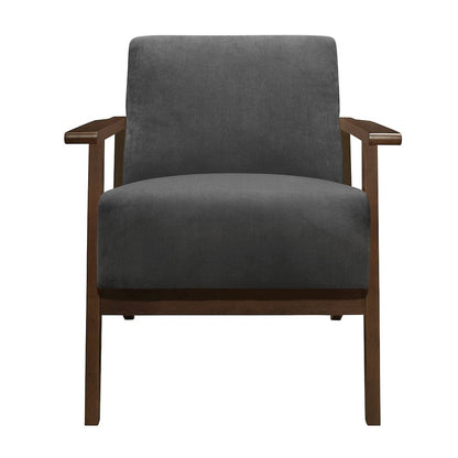 Lexicon August Velvet Fabric Accent Chair in Dark Gray