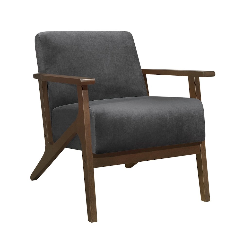 Lexicon August Velvet Fabric Accent Chair in Dark Gray