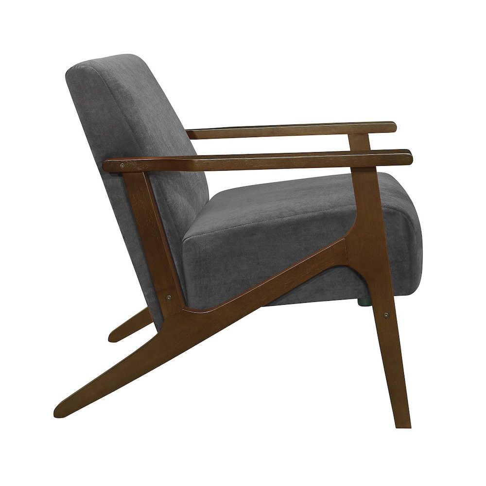 Lexicon August Velvet Fabric Accent Chair in Dark Gray