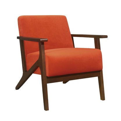 Lexicon August Velvet Fabric Accent Chair in Orange
