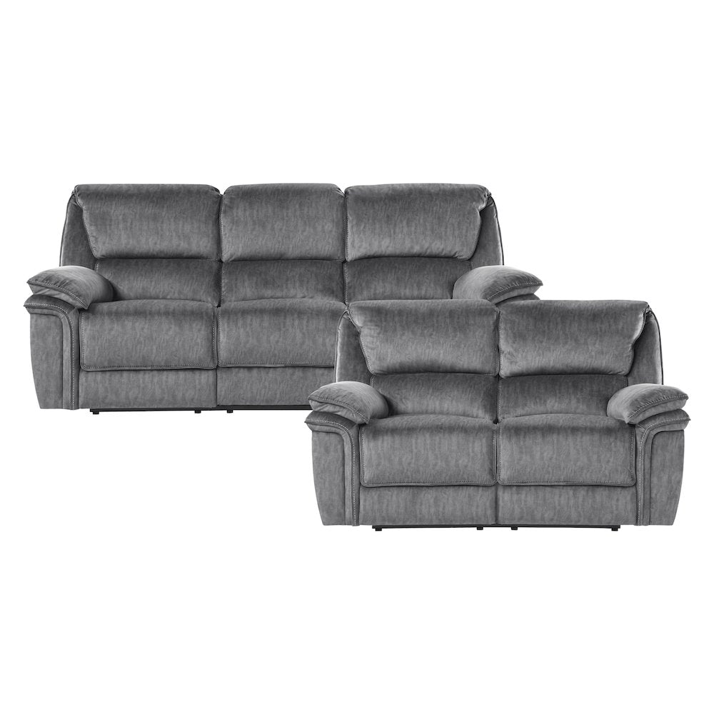 Muirfield Microfiber 2pc Set: Sofa, Love in Gray