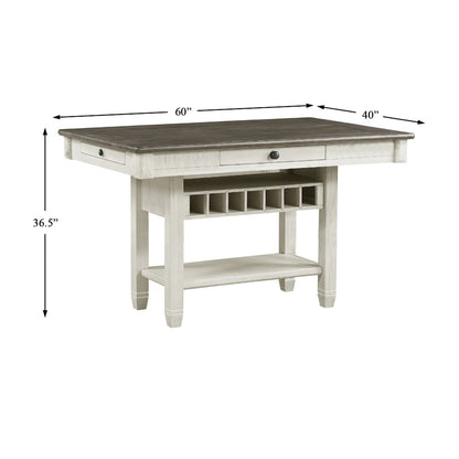Granby Pine Counter Height Dining Table in Antique White and Rosy Brown