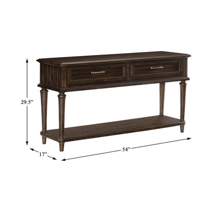 Cardano Asian Hardwood Sofa Table with drawers in Driftwood Charcoal