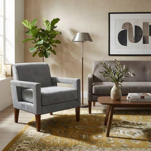 Chenille Upholstered Accent Armchair, Gray