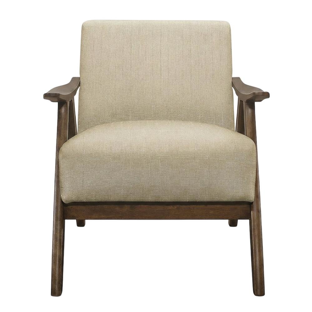 Damala Textured Fabric Upholstered Accent Chair with Arms, Light Brown