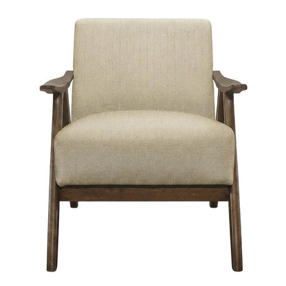 Damala Textured Fabric Upholstered Accent Chair with Arms, Light Brown