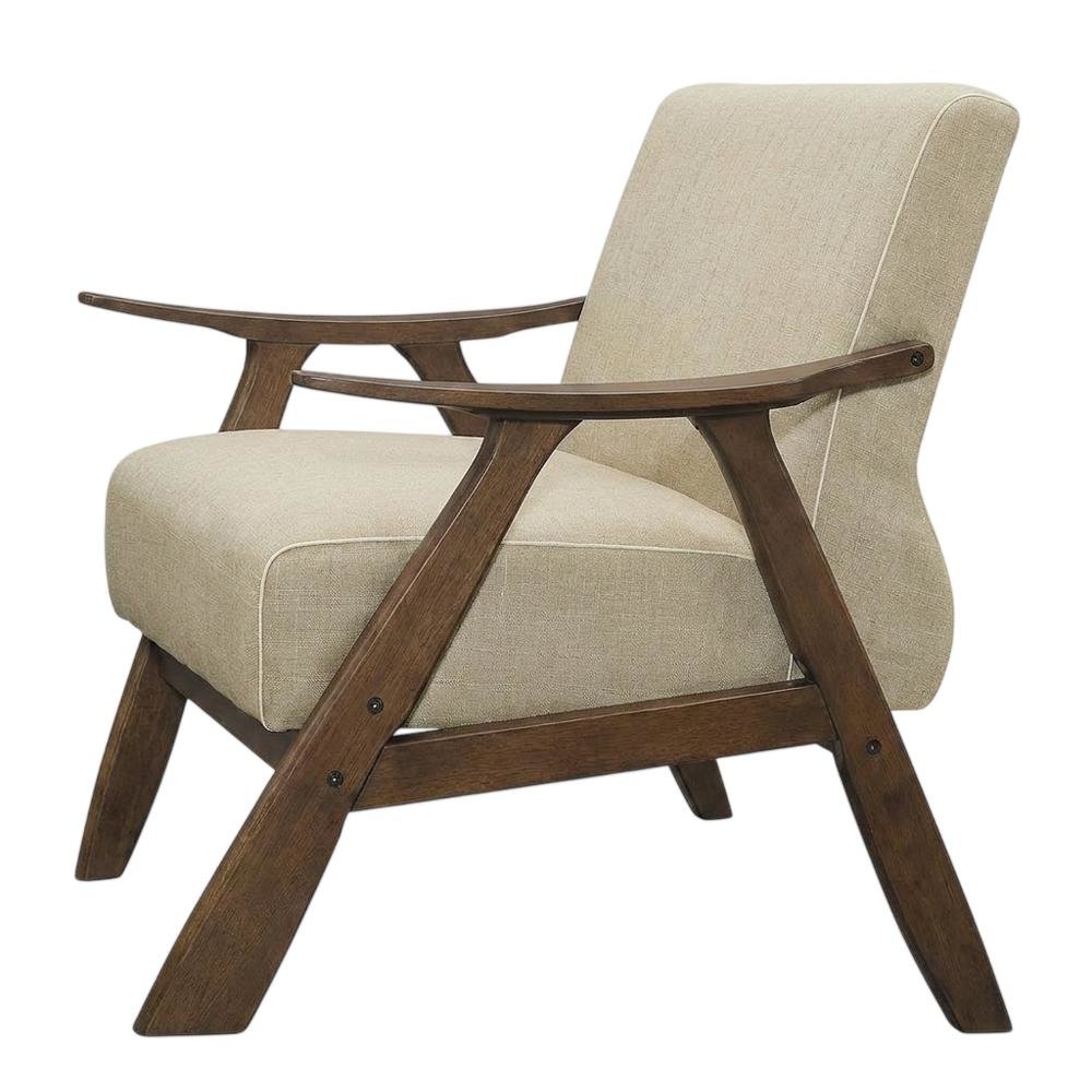 Damala Textured Fabric Upholstered Accent Chair with Arms, Light Brown