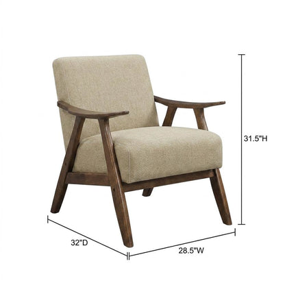 Damala Textured Fabric Upholstered Accent Chair with Arms, Light Brown