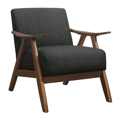 Damala Textured Fabric Accent Chair In Dark Gray