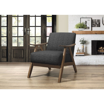 Damala Textured Fabric Accent Chair In Dark Gray