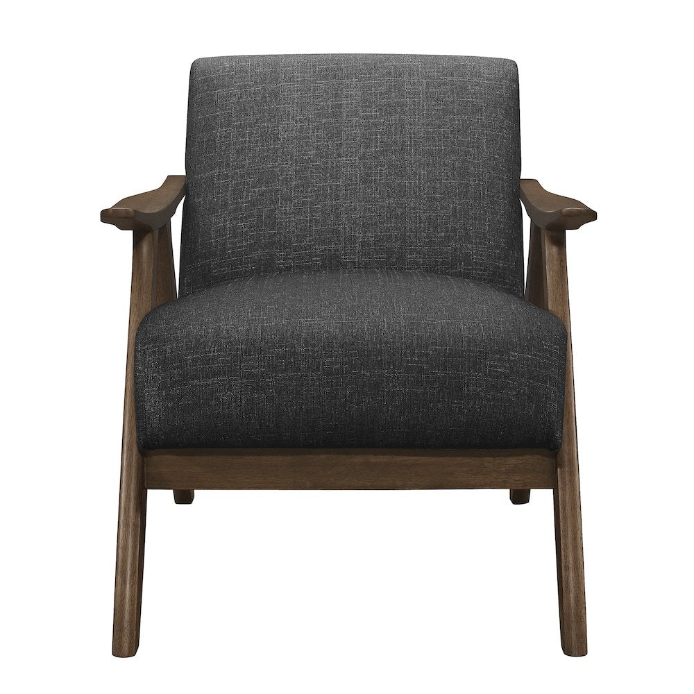 Damala Textured Fabric Accent Chair In Dark Gray