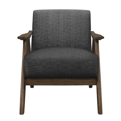 Damala Textured Fabric Accent Chair In Dark Gray