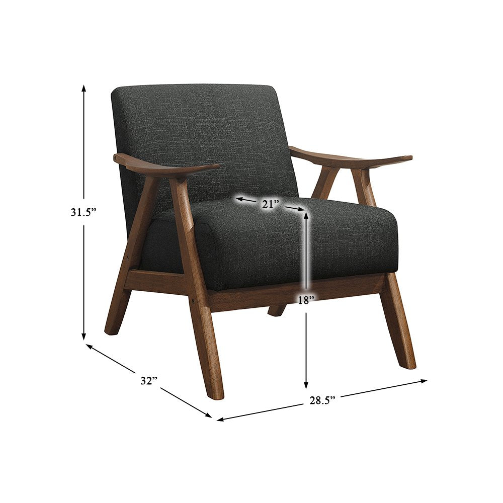 Damala Textured Fabric Accent Chair In Dark Gray