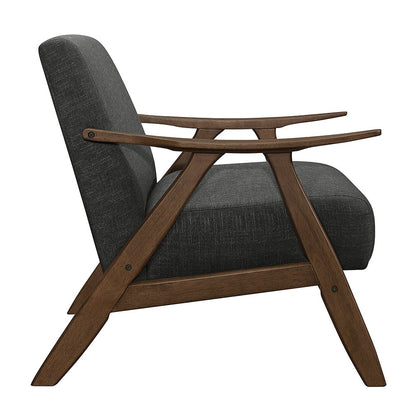 Damala Textured Fabric Accent Chair In Dark Gray