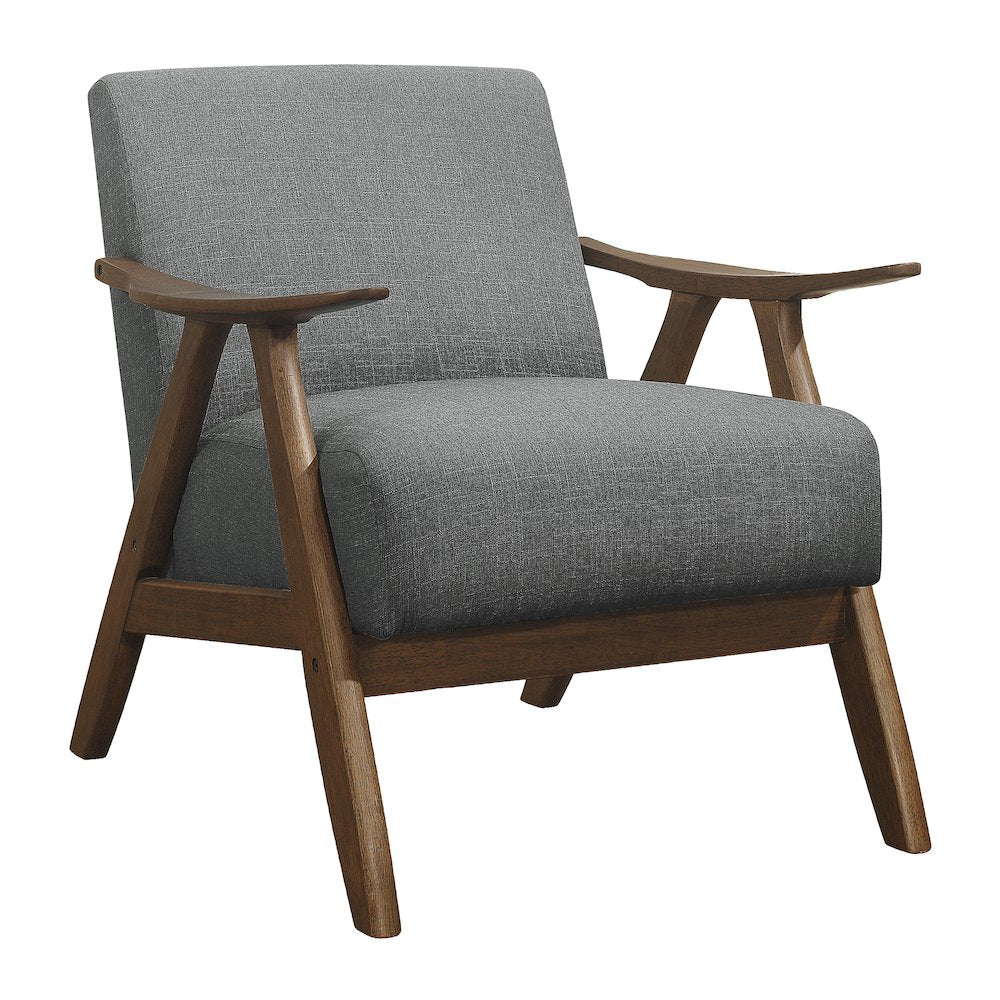 Damala Textured Fabric Accent Chair In Gray