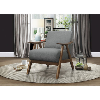 Damala Textured Fabric Accent Chair In Gray