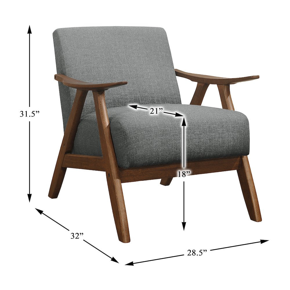 Damala Textured Fabric Accent Chair In Gray
