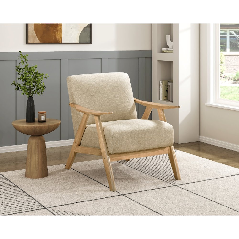 Lexicon Damala Textured Fabric Accent Chair in Light Brown