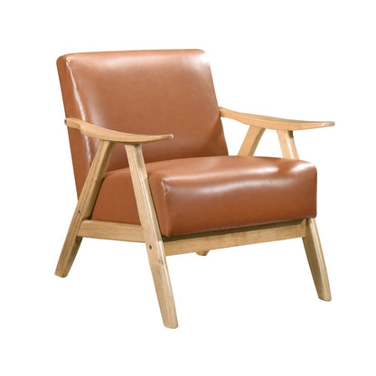 Lexicon Damala Faux Leather Accent Chair in Matt Brown