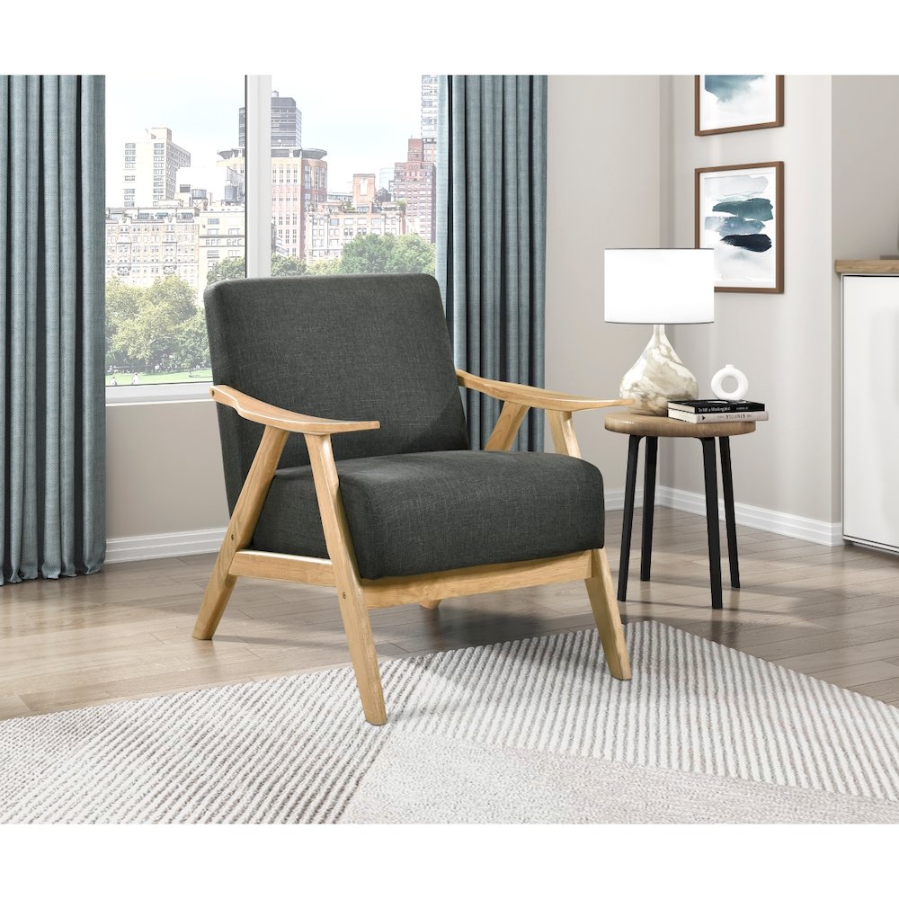 Lexicon Damala Textured Fabric Accent Chair in Dark Gray