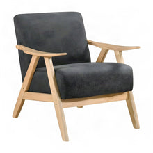 Textured Fabric Accent Chair with Upholstered Seat for Living Room, Dark gray