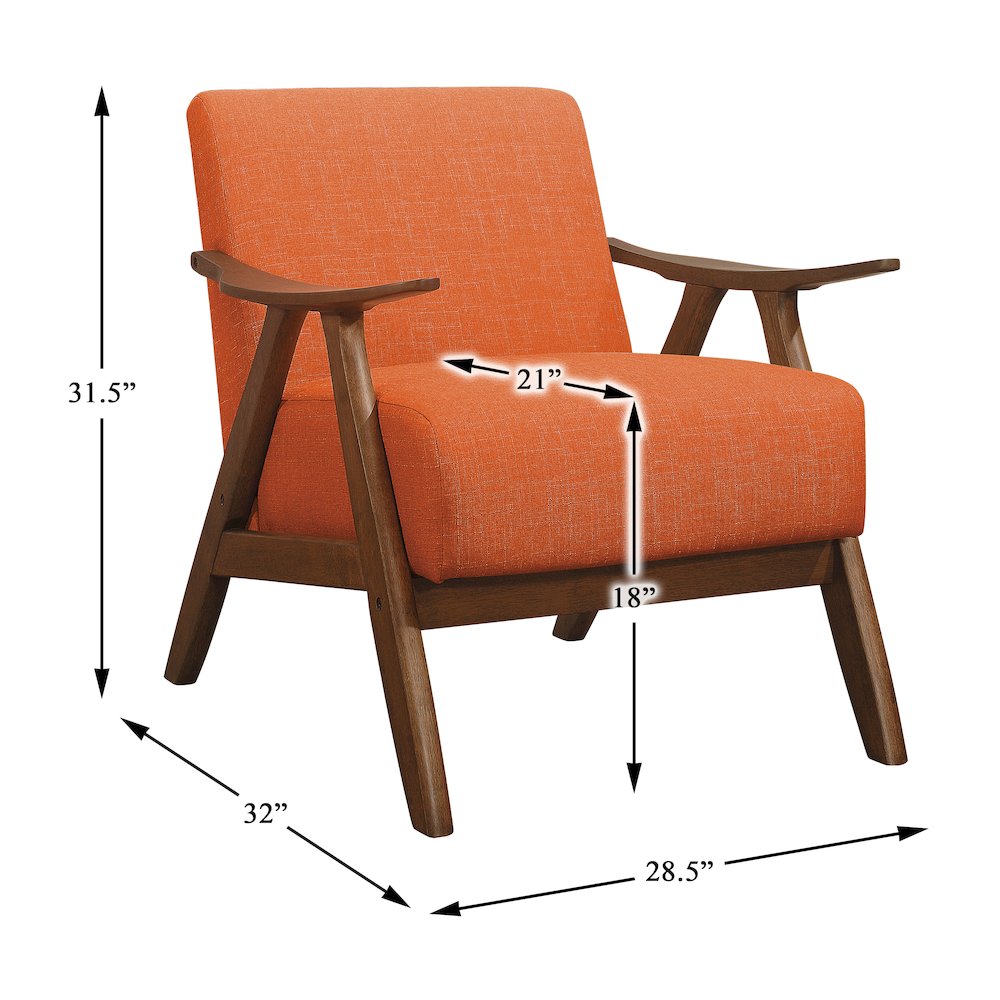 Damala Textured Fabric Accent Chair, Orange Color In Orange