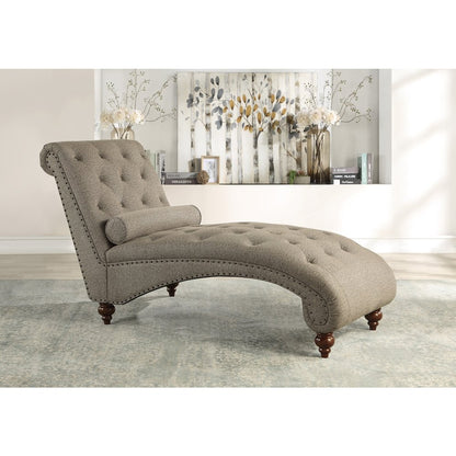 Lexicon Bonne Textured Fabric Chaise with 1 Bolster Pillow in Brown