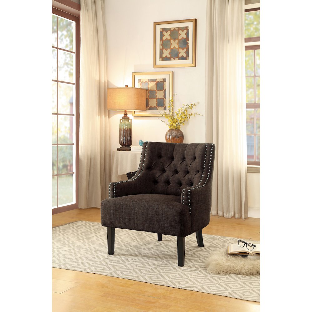 Lexicon Charisma Textured Fabric Accent Chair in Chocolate