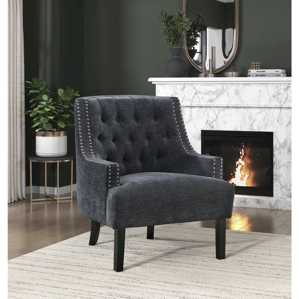 Lexicon Charisma Textured Fabric Accent Chair in Black