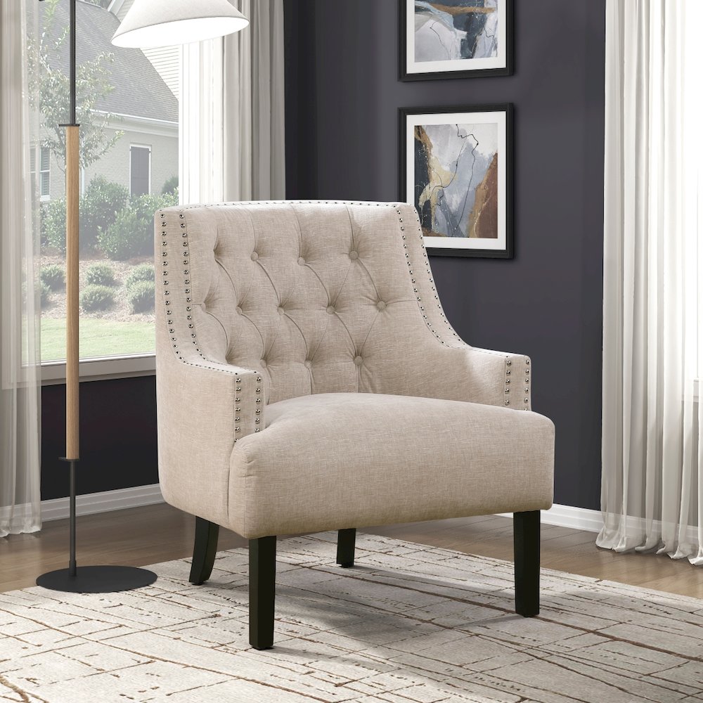 Lexicon Charisma Textured Fabric Accent Chair in Cement