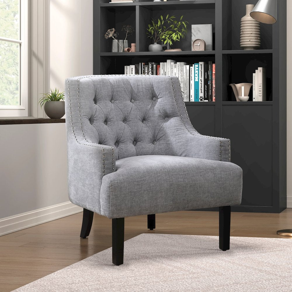 Lexicon Charisma Textured Fabric Accent Chair in Gray