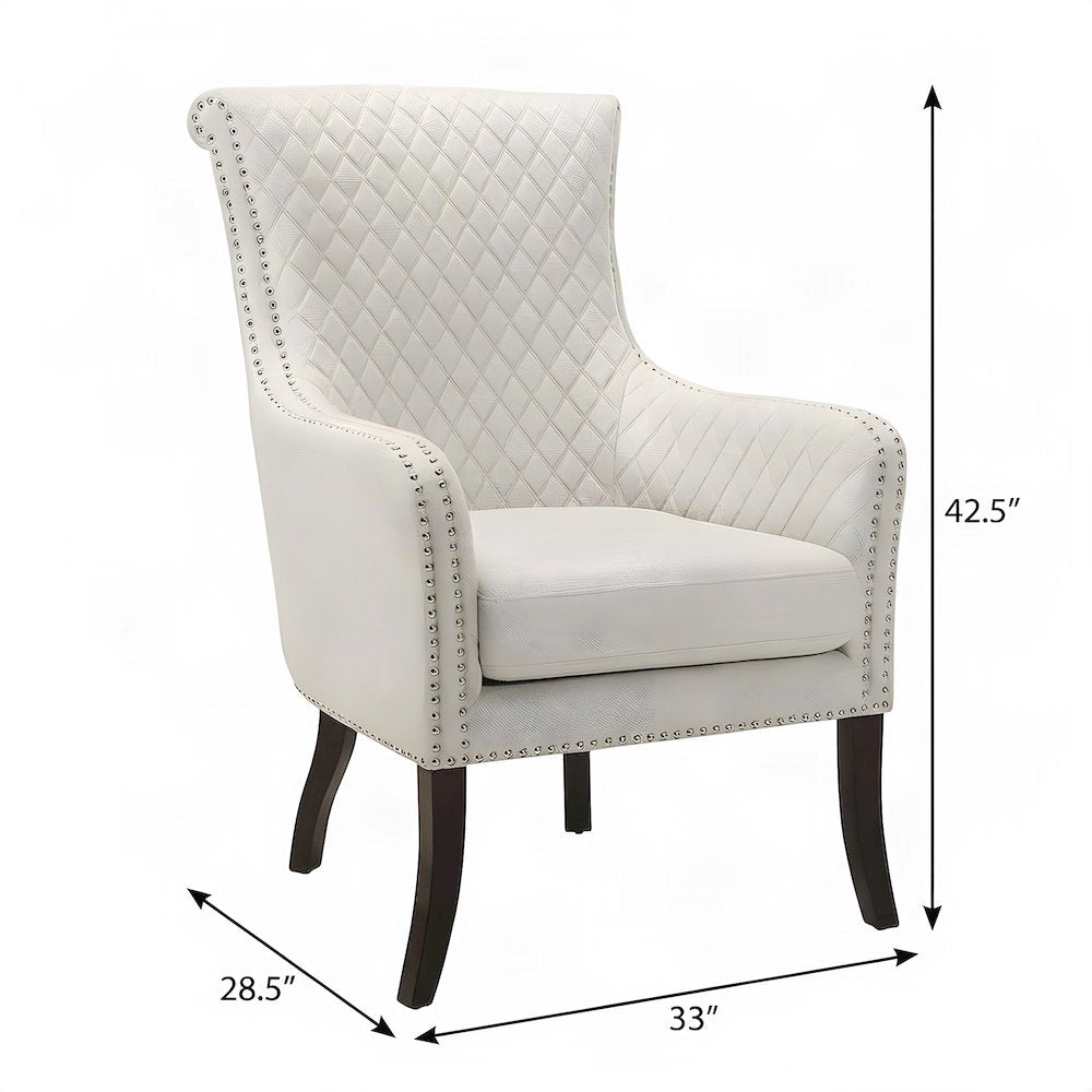 Avalon Textured Fabric Accent Chair with Upholstered Seat and Back, Beige
