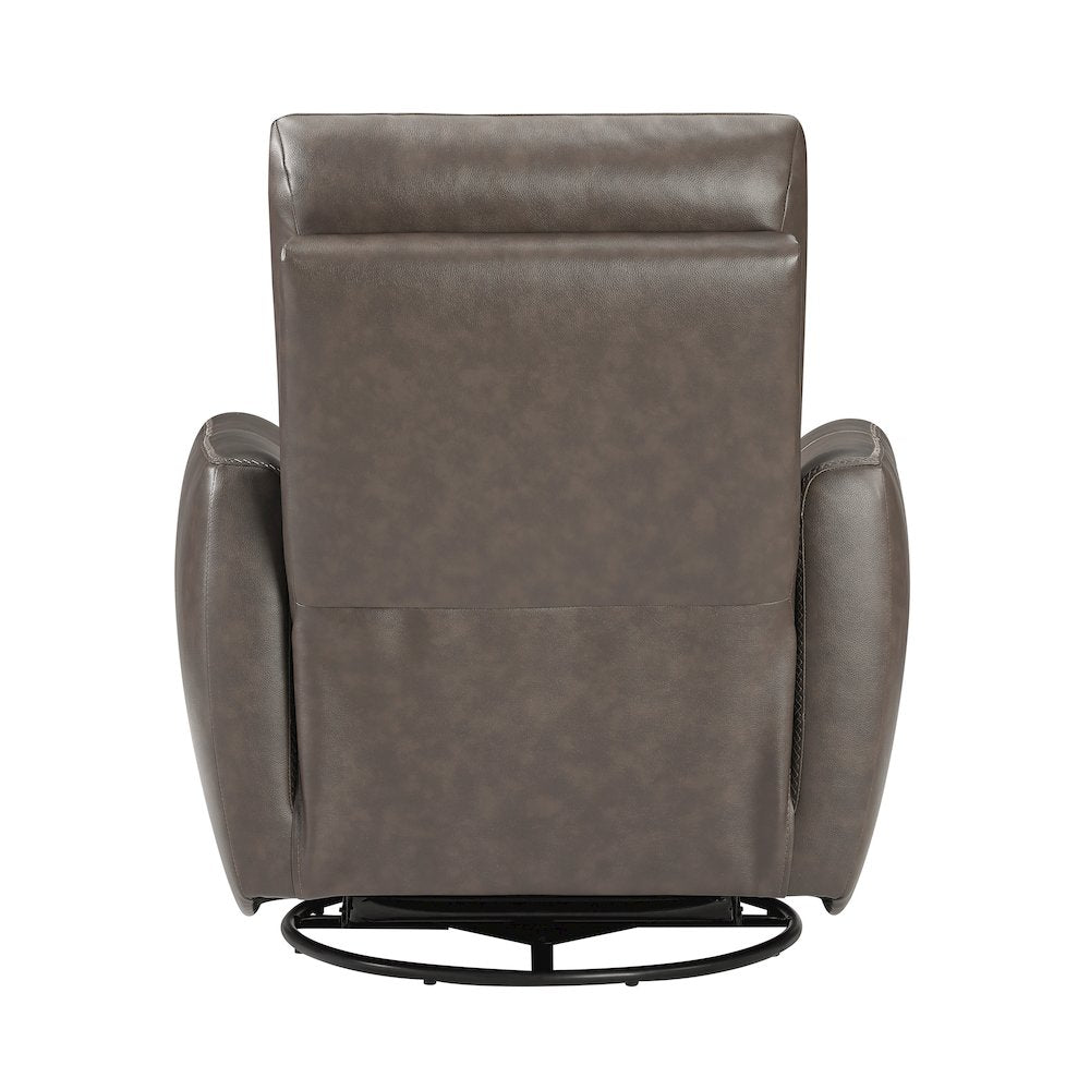 Cassian Leather Swivel Glider Reclining Chair in Dark Brown