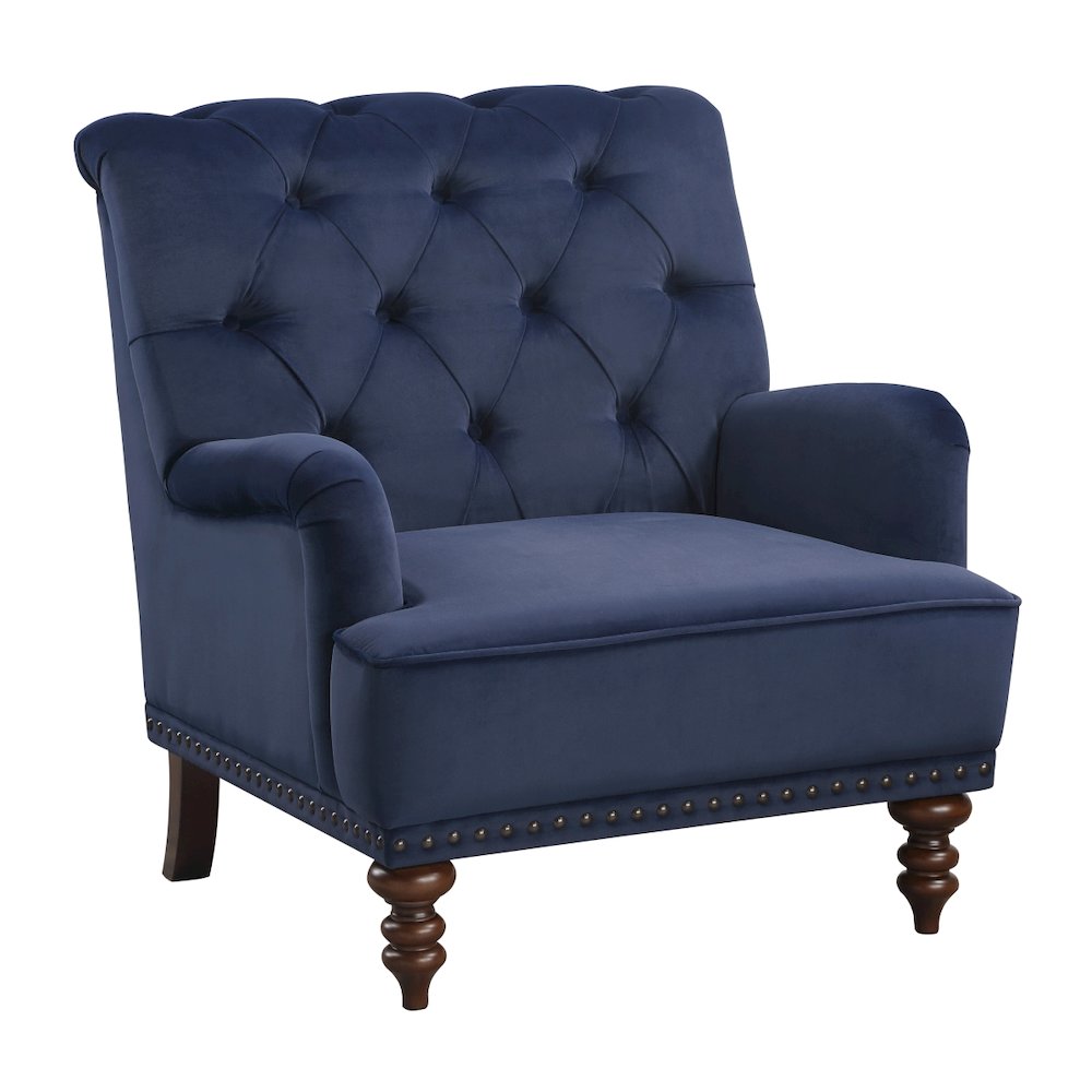 Lexicon Holland Park Textured Fabric Accent Chair in Dark Blue